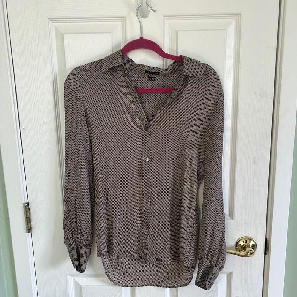 theory silk Patterned Button-Up Blouse